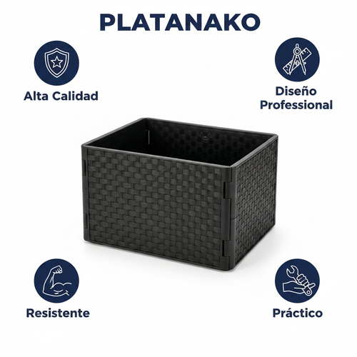 Caja Almacenamiento Home Creation Negra Trenzada