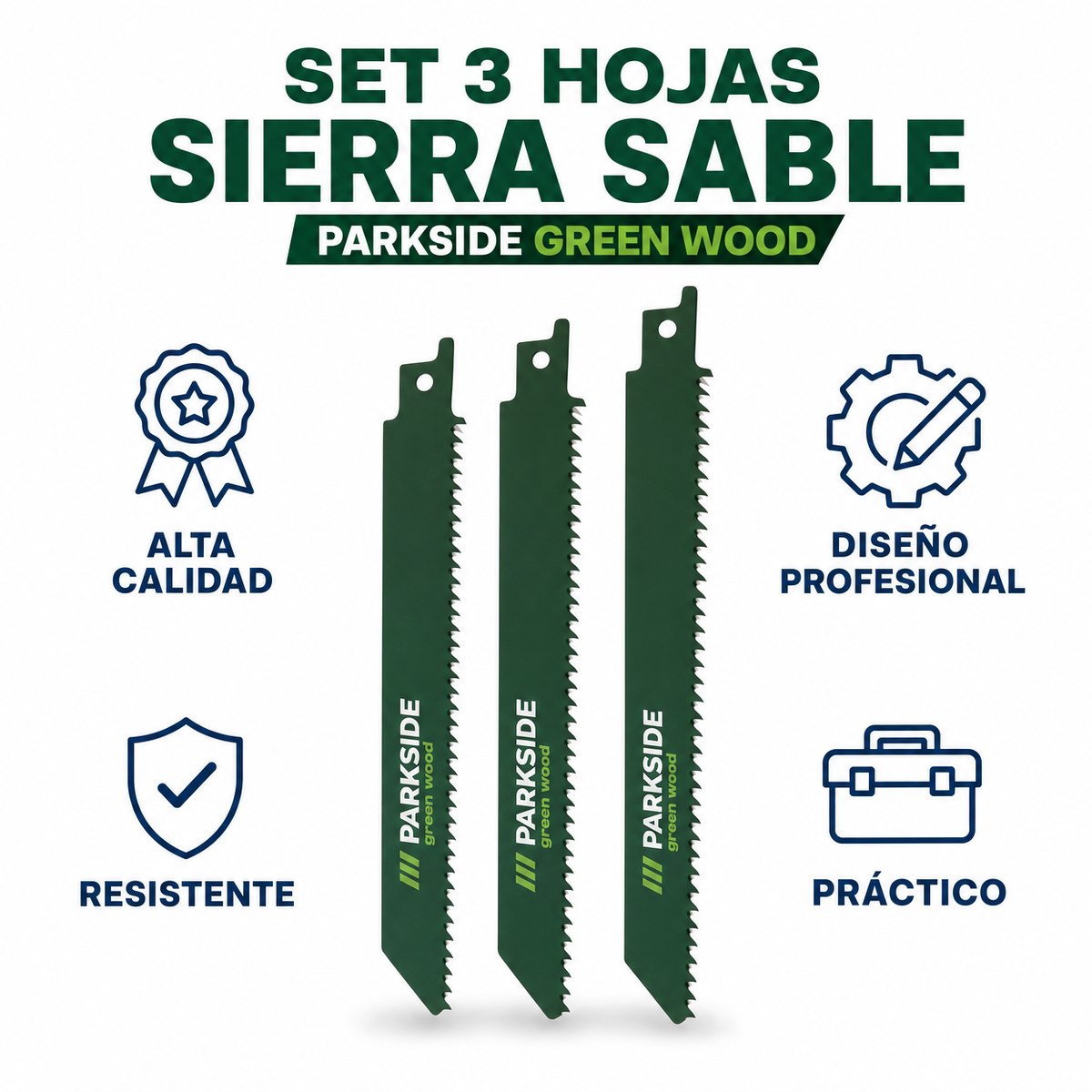 Set 3 Hojas Sierra Sable Parkside Green Wood