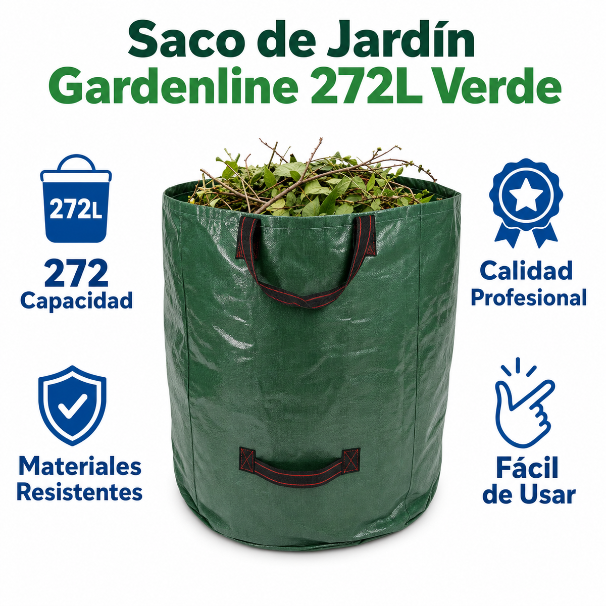 Saco de Jardín Gardenline 272L Verde