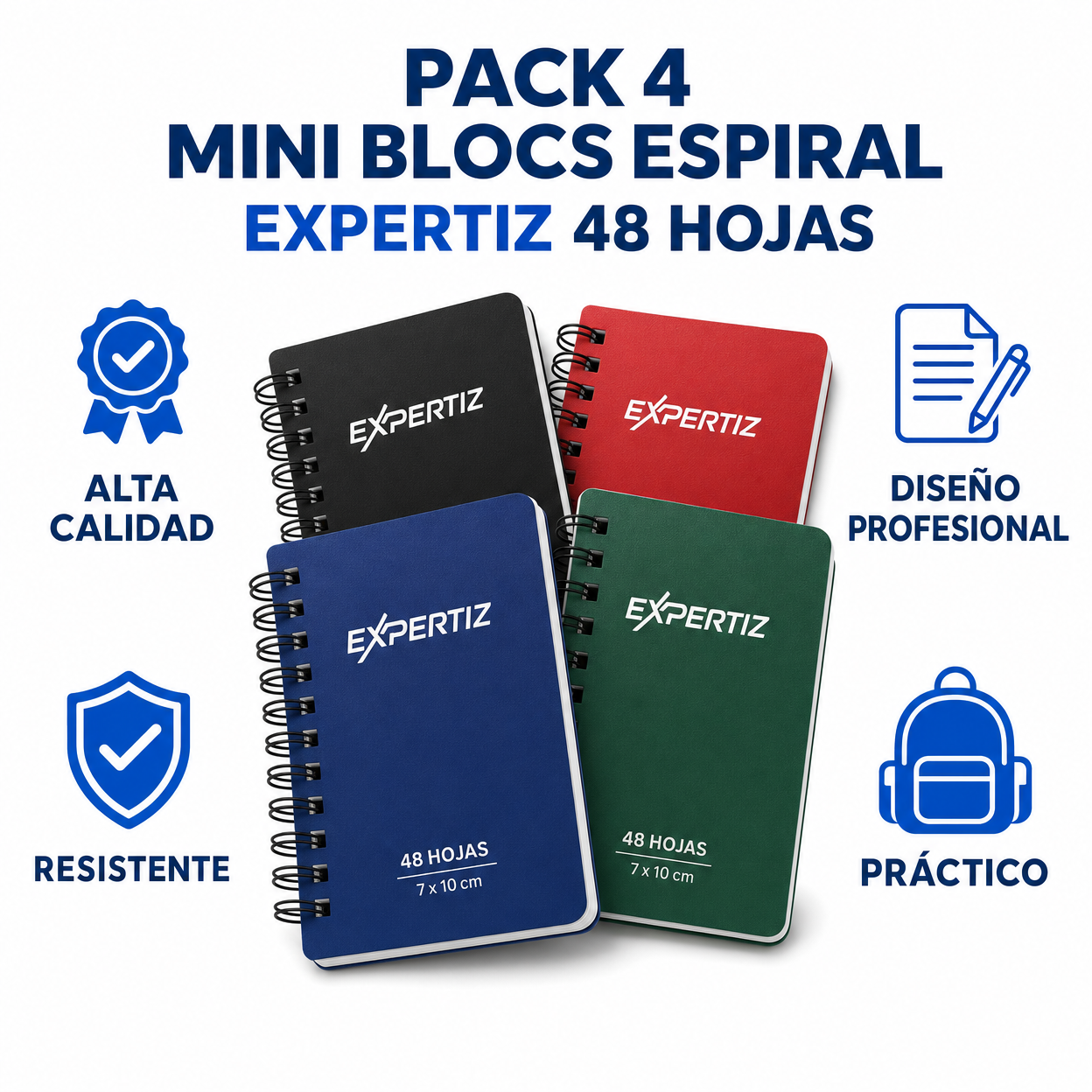 Pack 4 Mini Blocs Espiral Expertiz 48 Hojas