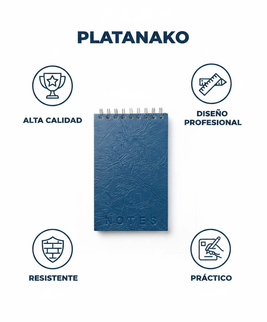 Bloc de Notas Espiral Azul NOTES Efecto Cuero
