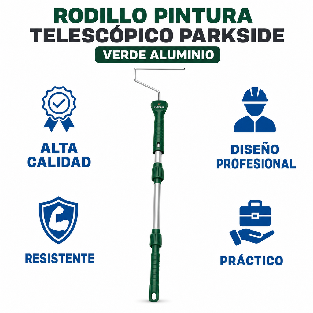 Rodillo Pintura Telescópico Parkside Verde Aluminio