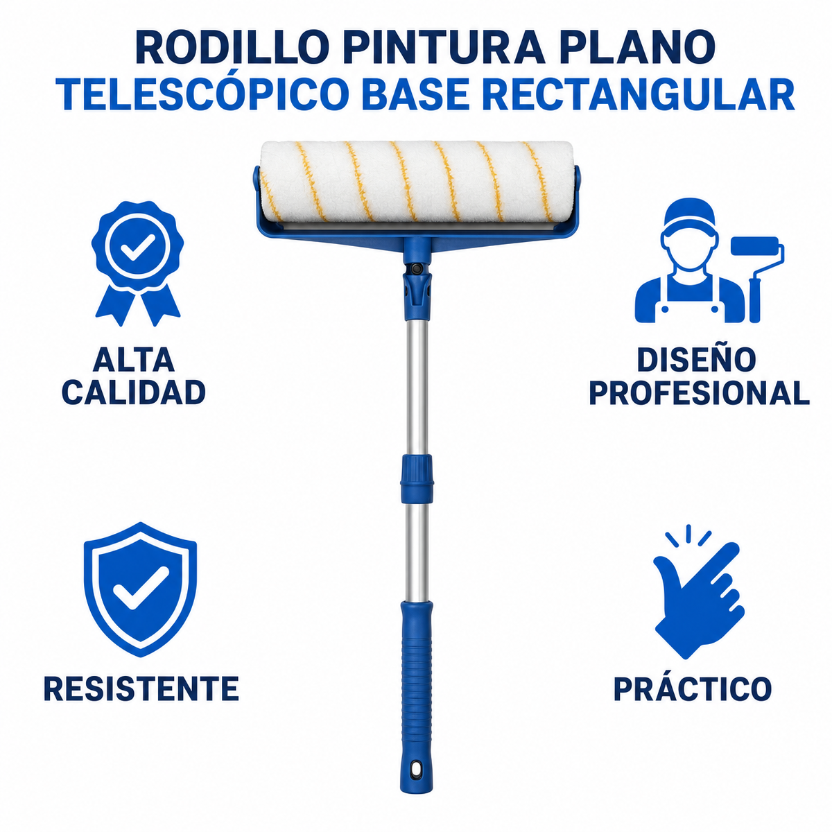 Rodillo Pintura Plano Telescópico Base Rectangular