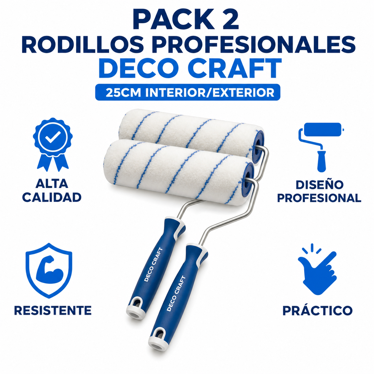Pack 2 Rodillos Profesionales Deco Craft 25cm Interior/Exterior