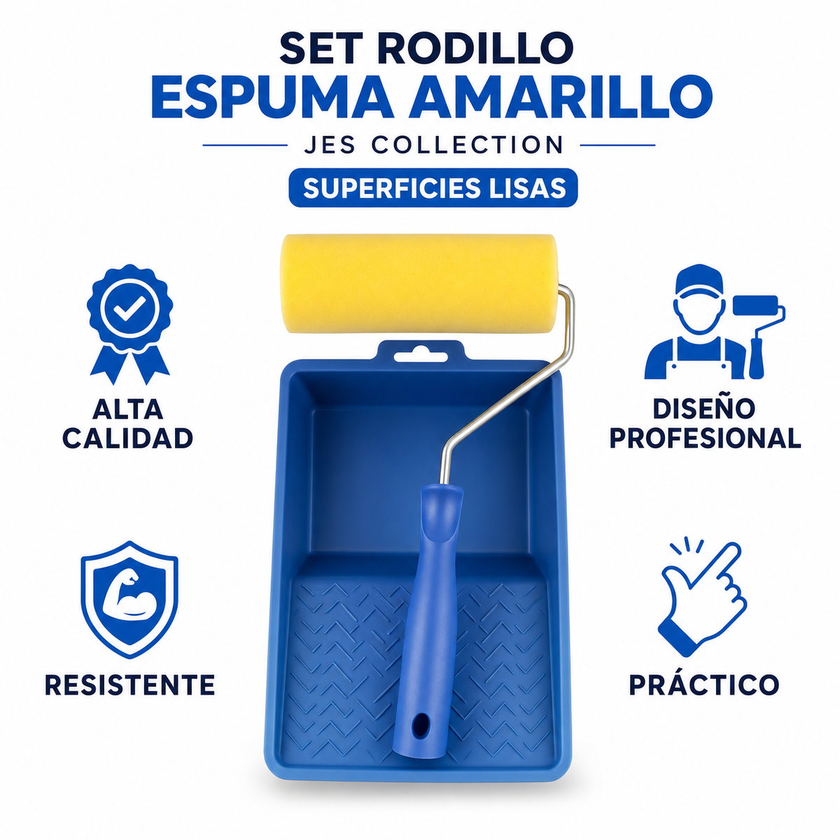 Set Rodillo Espuma Amarillo JES Collection Superficies Lisas
