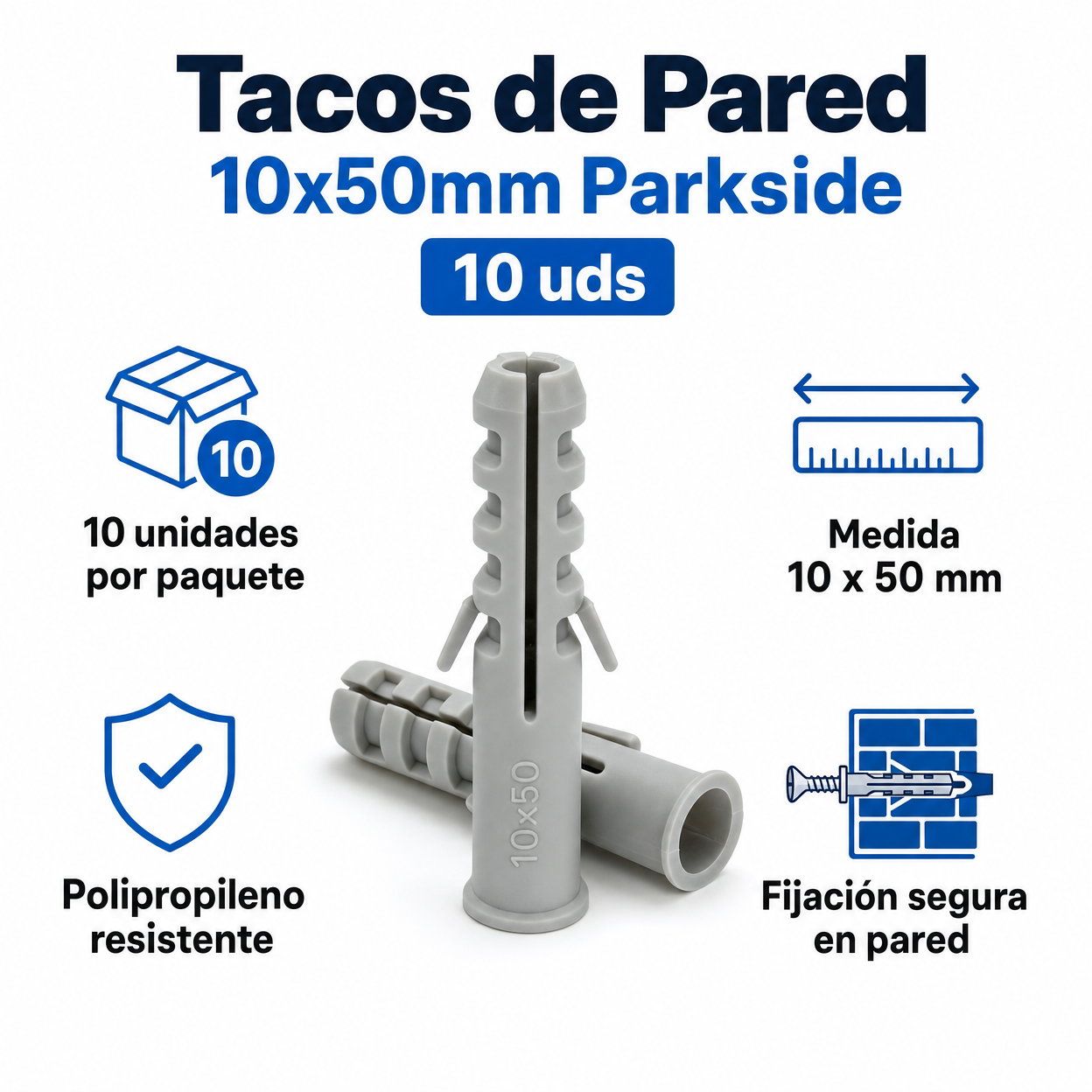 Tacos de Pared 10x50mm Parkside 10 uds