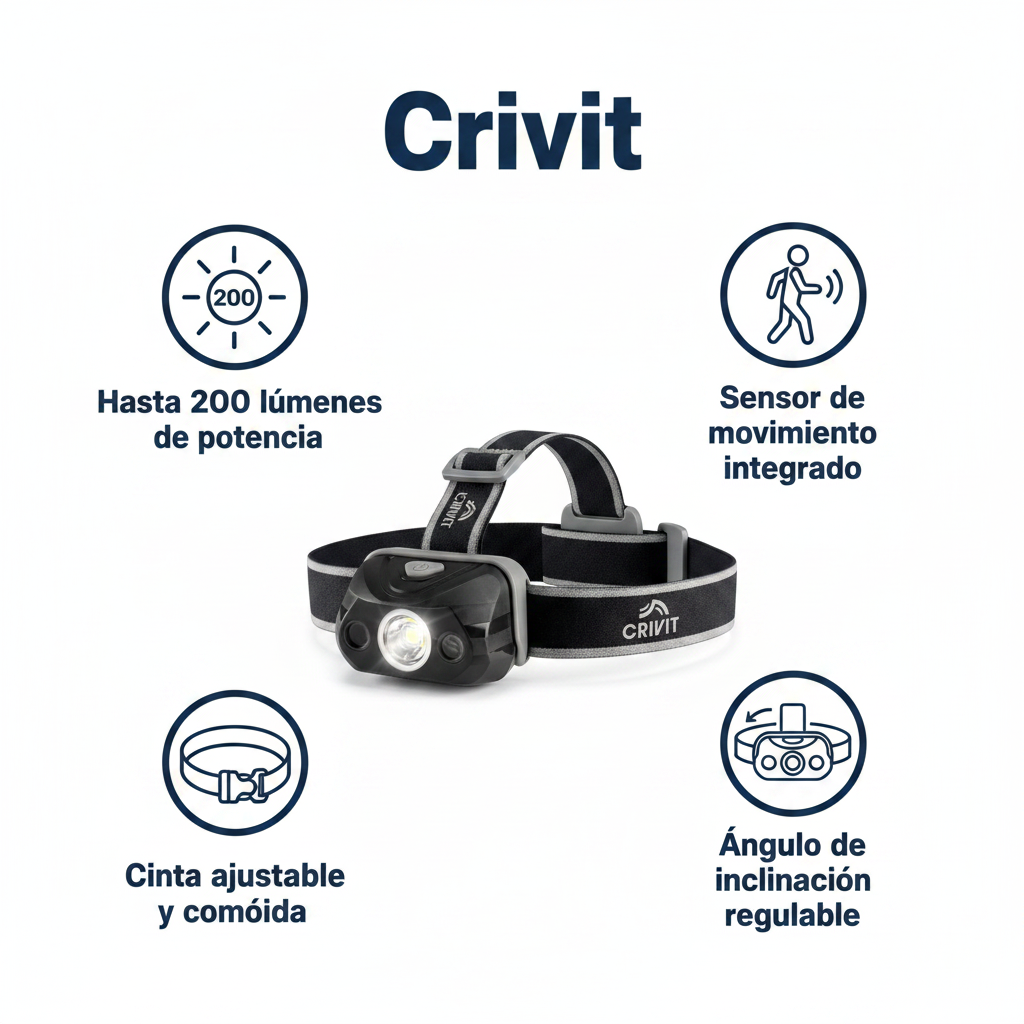 Linterna Frontal LED Crivit 200lm