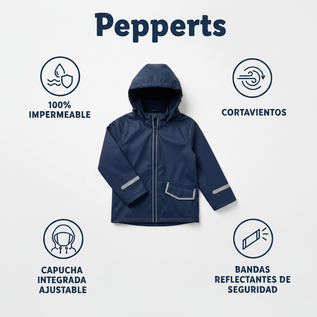 Chubasquero Infantil Impermeable Azul Marino