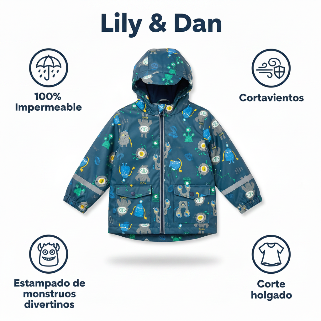 Chubasquero Infantil Monstruos Lily & Dan