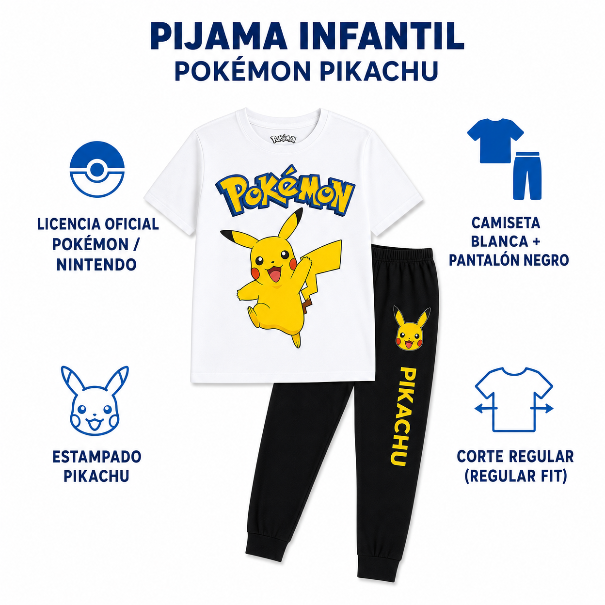 Pijama Infantil Pokémon Pikachu
