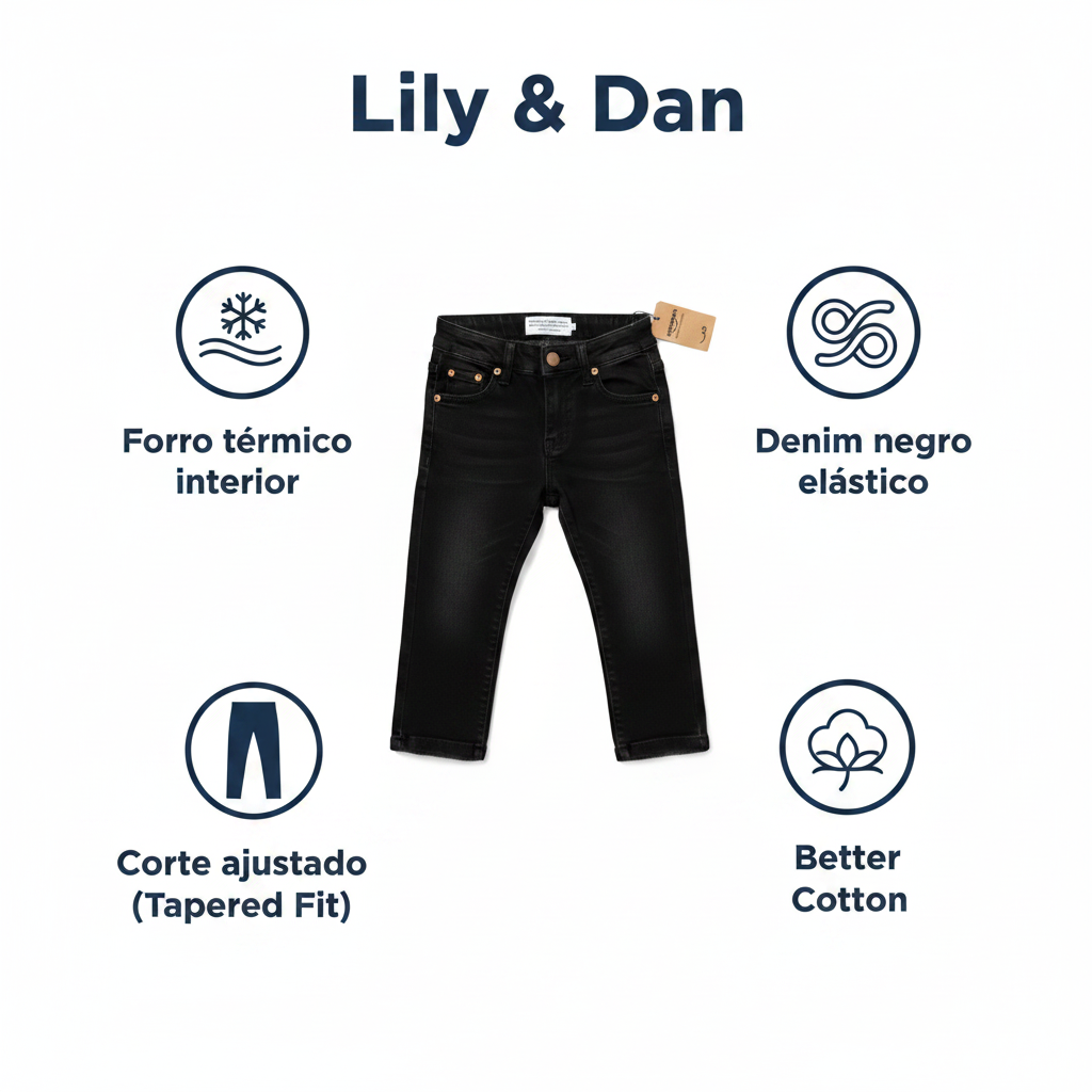 Jeans Thermo Denim Negro Infantil L&D