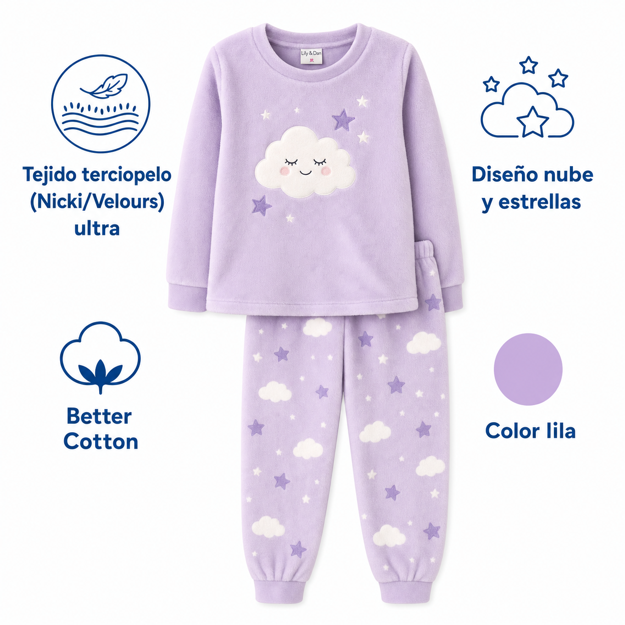 Pijama Terciopelo Nube Lily & Dan