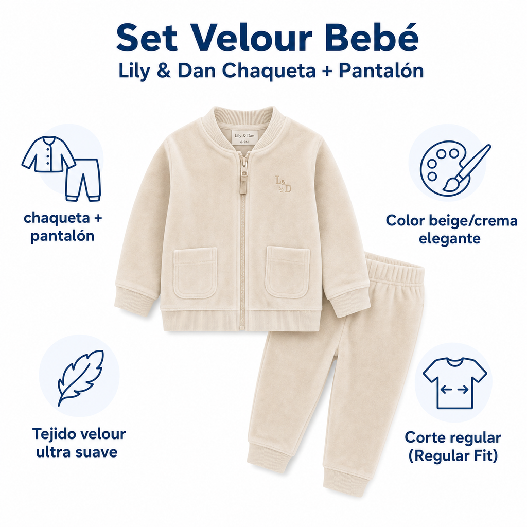 Set Velour Bebé Lily & Dan Chaqueta + Pantalón