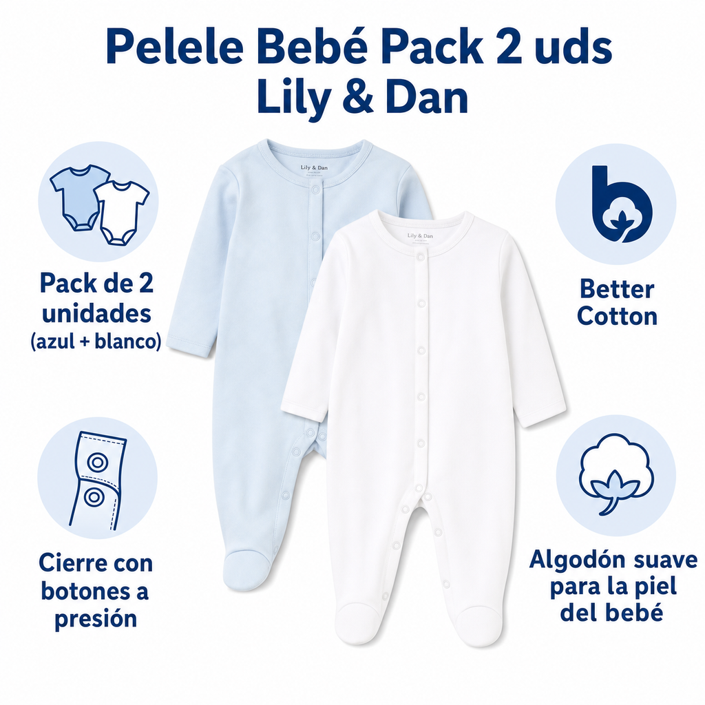 Pelele Bebé Pack 2 uds Lily & Dan