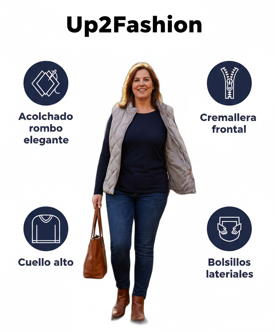 Chaleco Acolchado Mujer Up2Fashion — Gris Claro