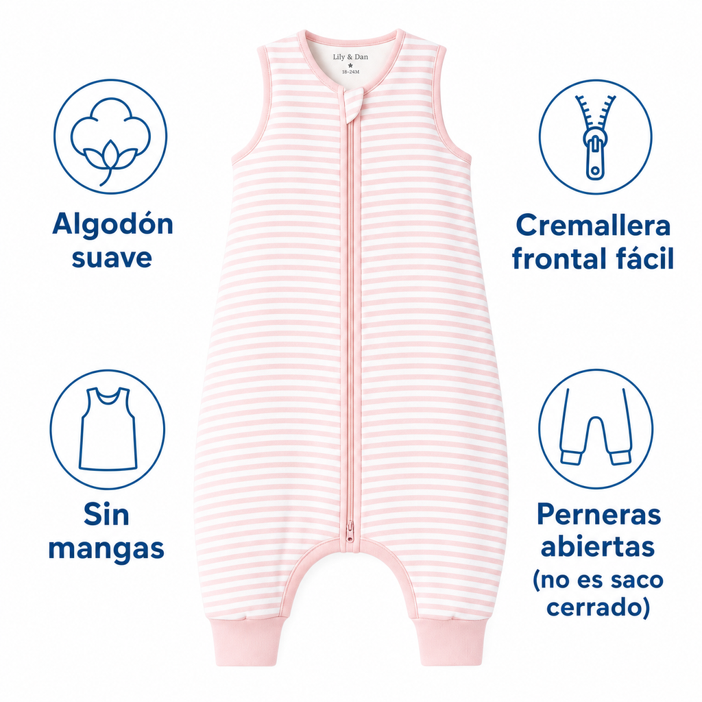 Saco de Dormir Bebé Lily & Dan — Rosa Rayas