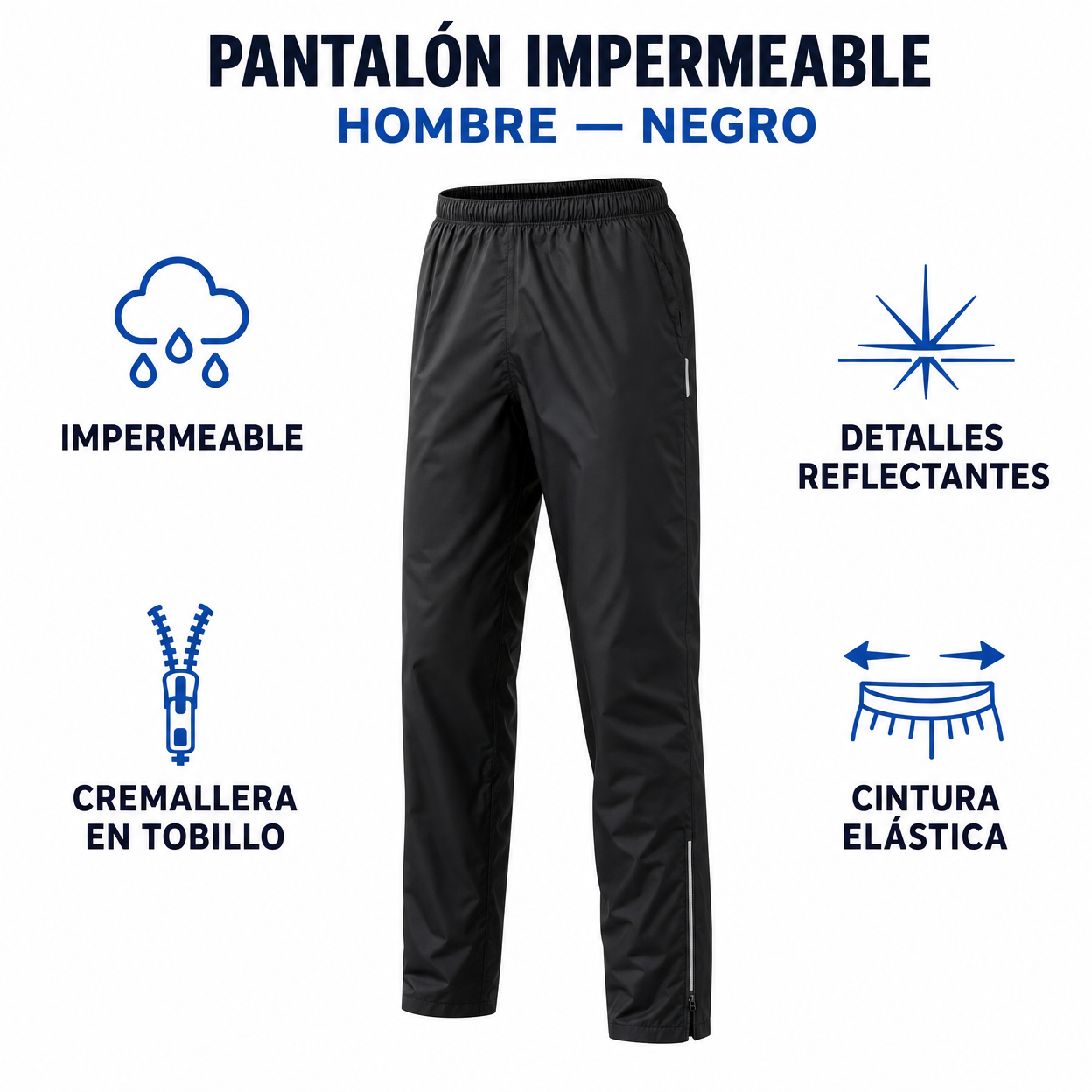 Pantalón Impermeable Hombre — Negro