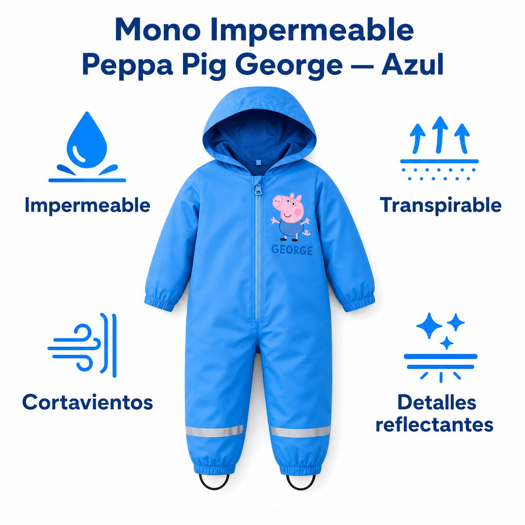 Mono Impermeable Peppa Pig George — Azul