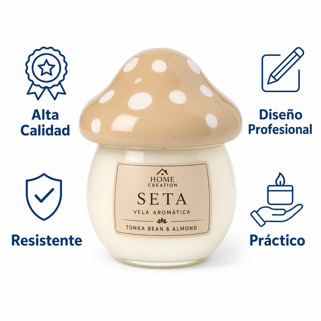Vela Aromática Seta HOME CREATION — Tonka Bean & Almond