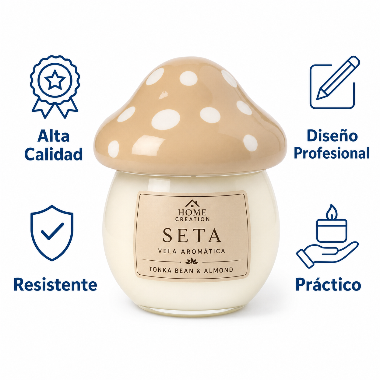Vela Aromática Seta HOME CREATION — Tonka Bean & Almond