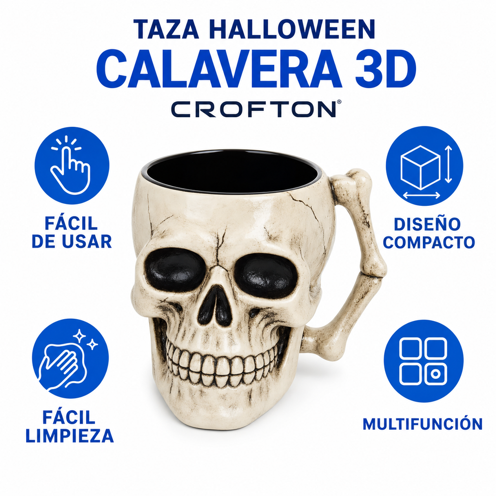 Taza Halloween Calavera 3D CROFTON
