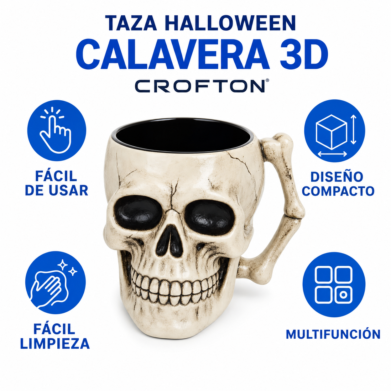 Taza Halloween Calavera 3D CROFTON