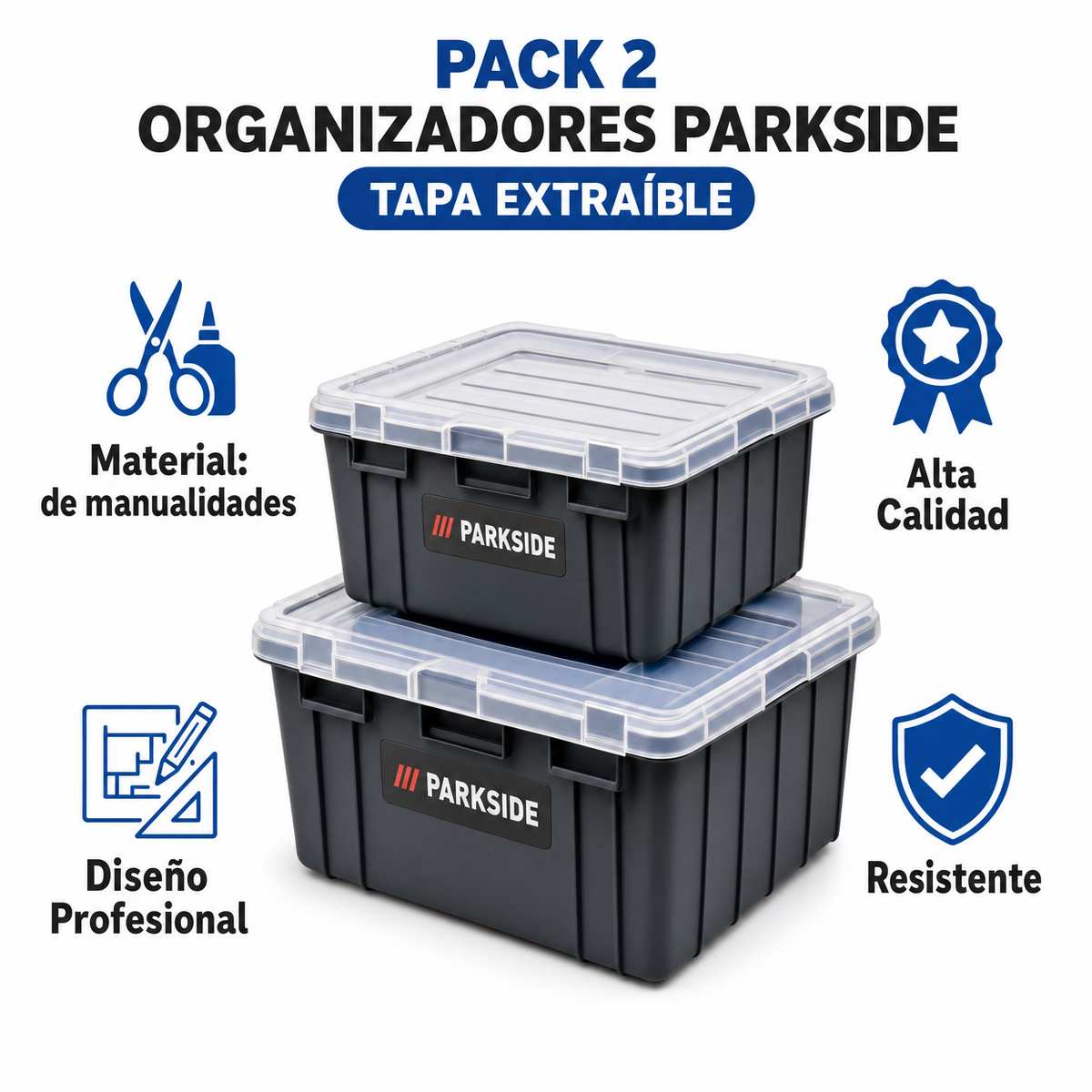 Pack 2 Organizadores PARKSIDE — Tapa Extraíble