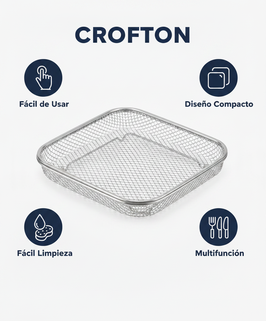 Cesta Freidora Aire CROFTON — Acero Inoxidable