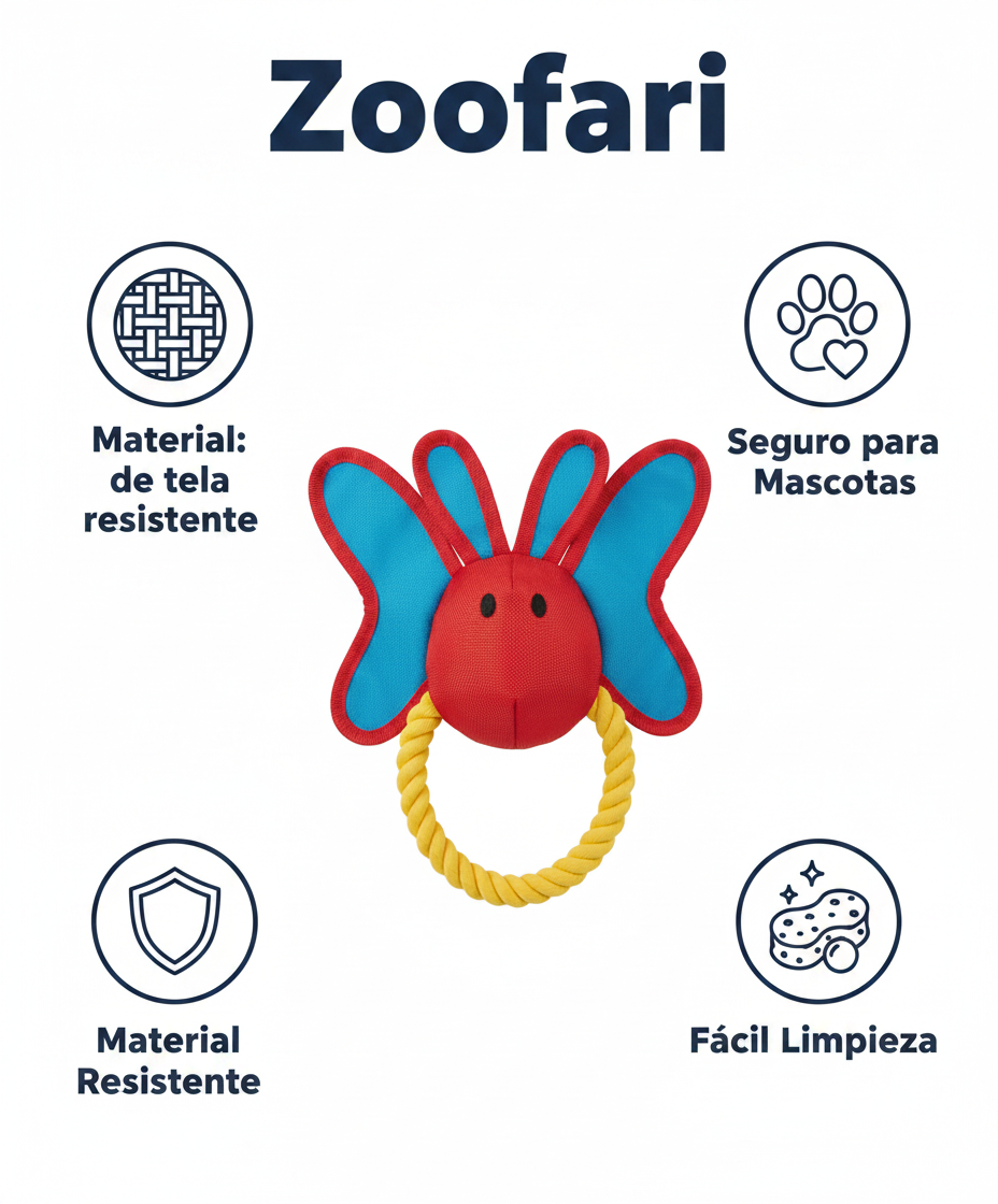 Juguete Perro Mariposa con Cuerda Zoofari
