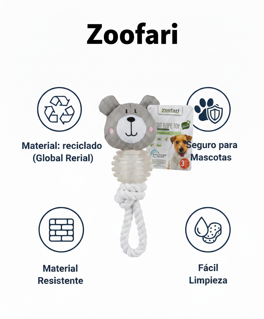 Juguete Perro Oso con Cuerda Zoofari