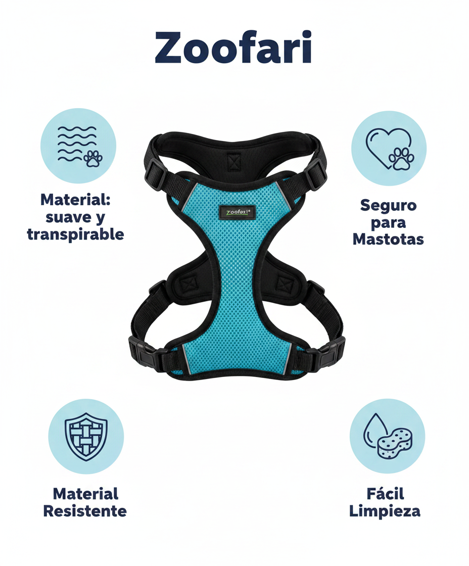 Arnés Perro Zoofari — Azul Turquesa Talla M