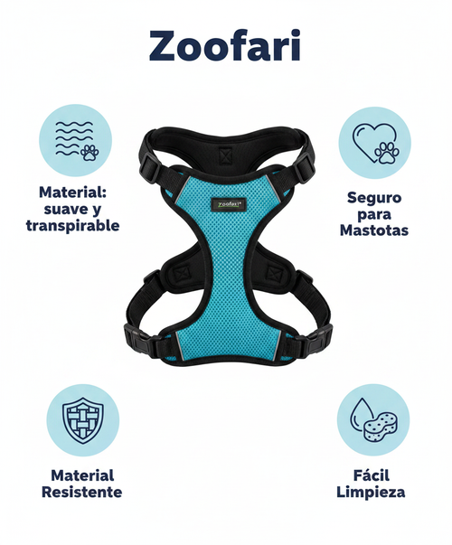 Arnés Perro Zoofari — Azul Turquesa Talla M