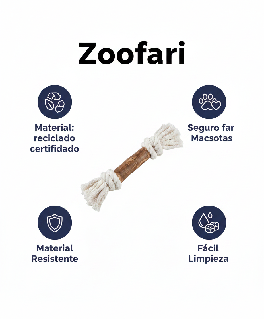 Juguete Cuerda con Madera de Café Zoofari
