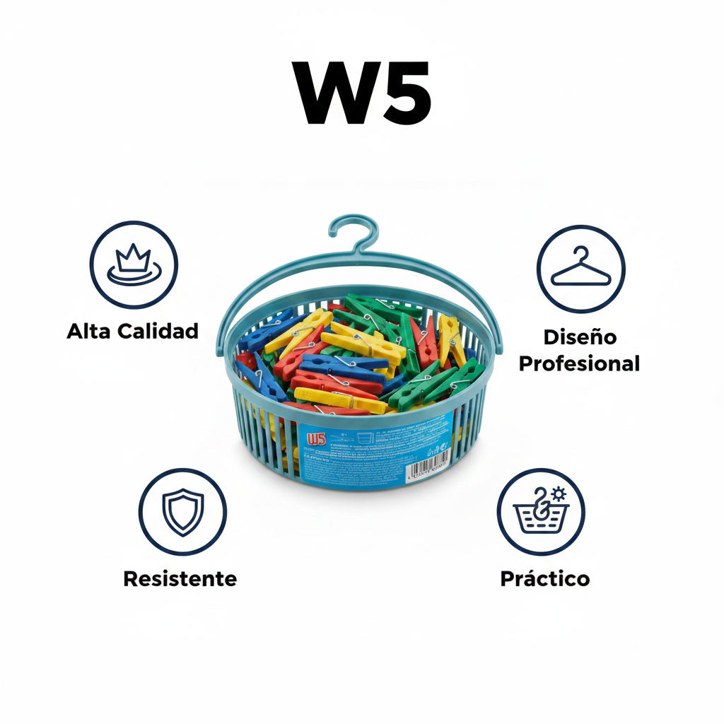 Cesta Pinzas Ropa W5 con 50 Pinzas incluidas