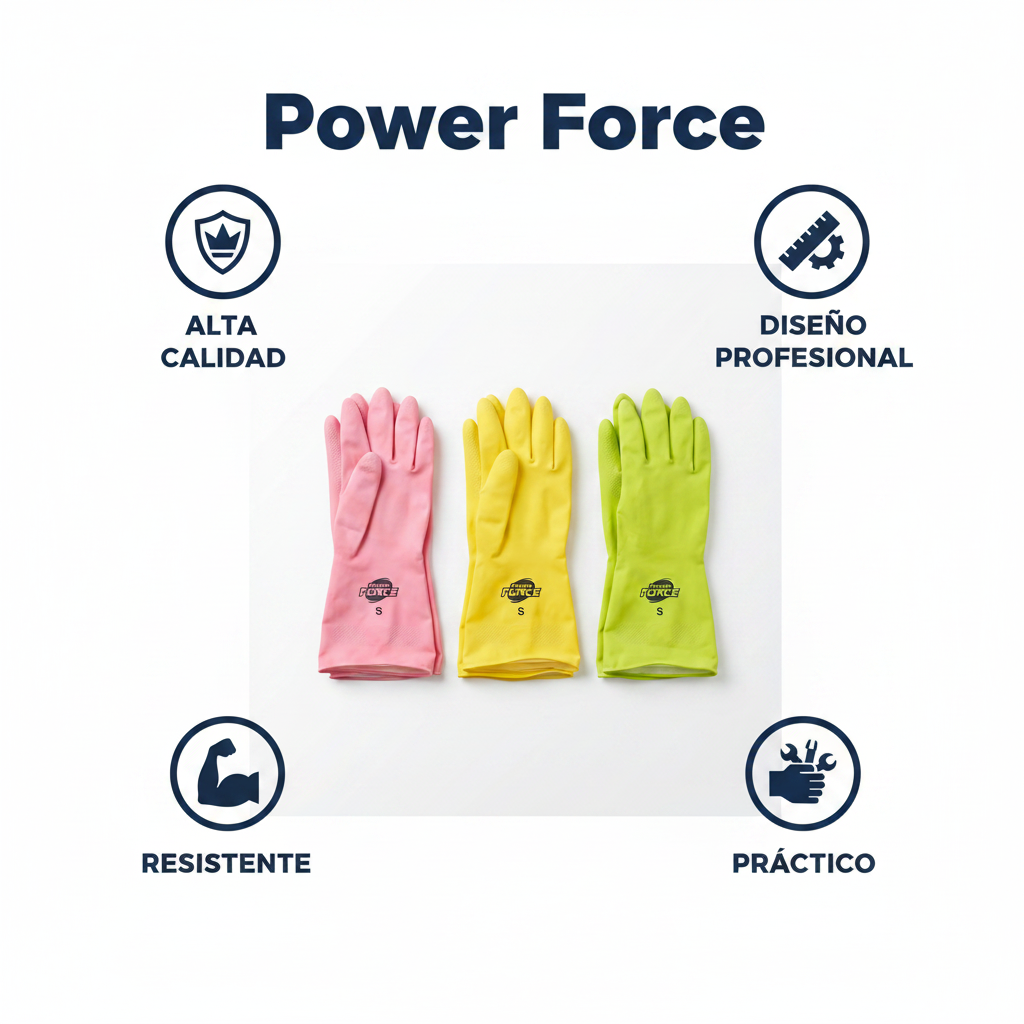 Guantes Goma Hogar Power Force — 3 Pares Talla S