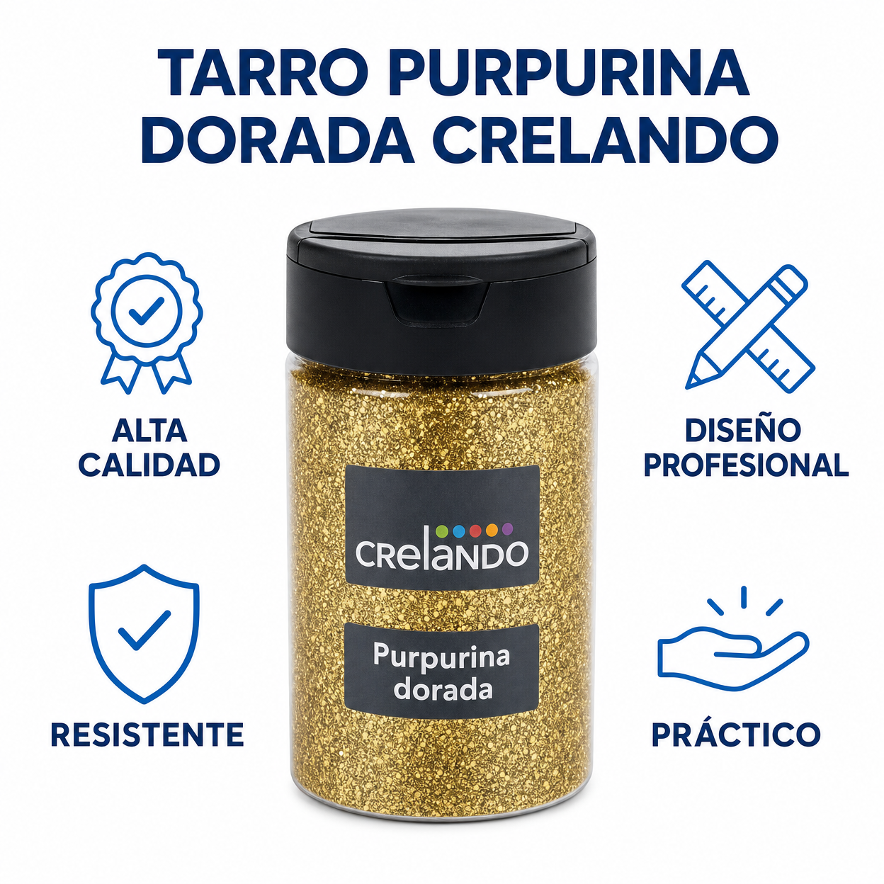 Tarro Purpurina Dorada Crelando