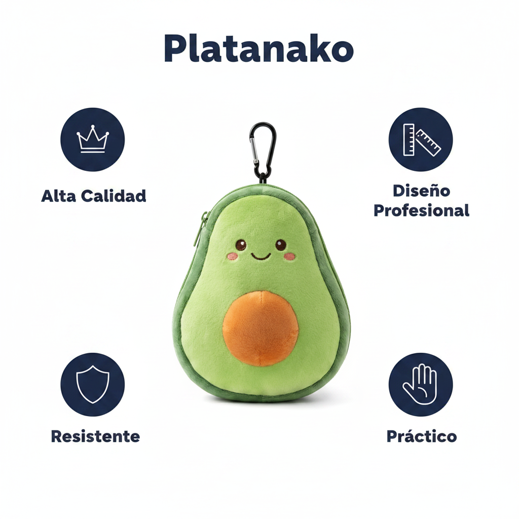 Estuche Peluche Aguacate Kawaii con Mosquetón