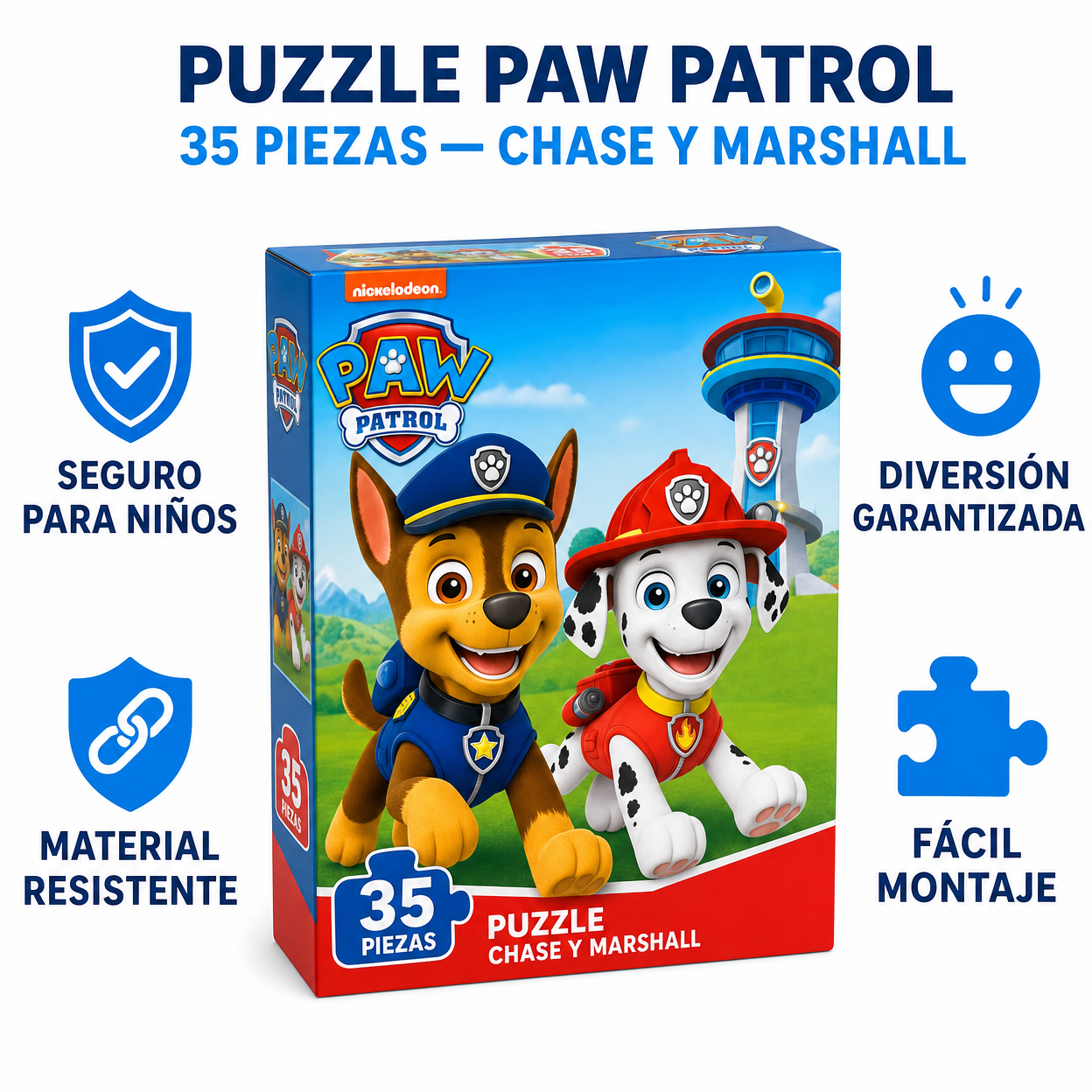 Puzzle PAW Patrol 35 Piezas — Chase y Marshall