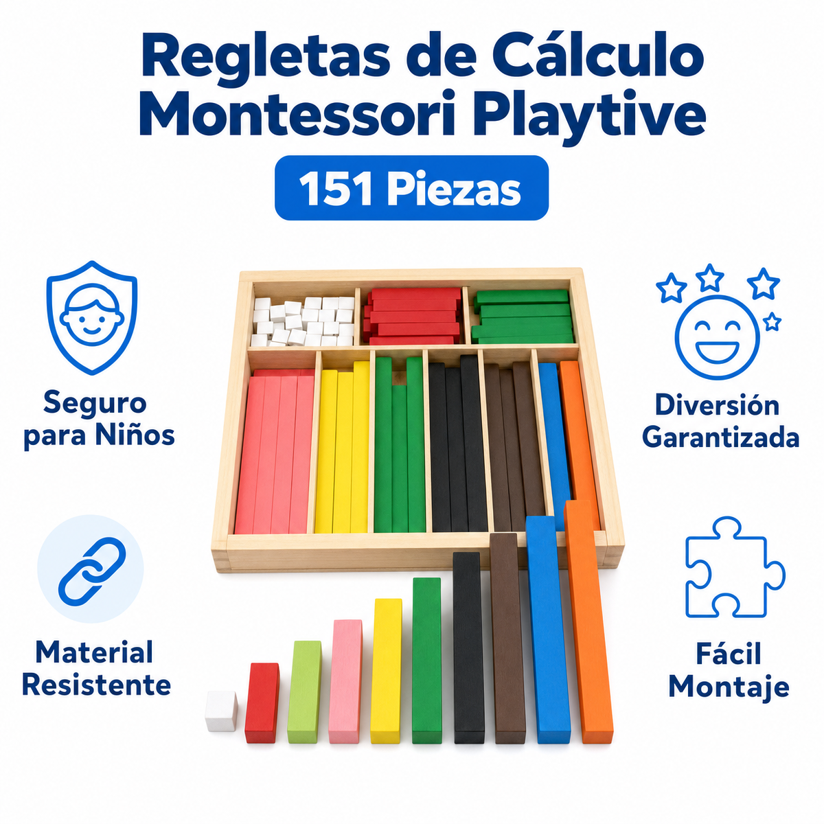 Regletas de Cálculo Montessori Playtive — 151 Piezas