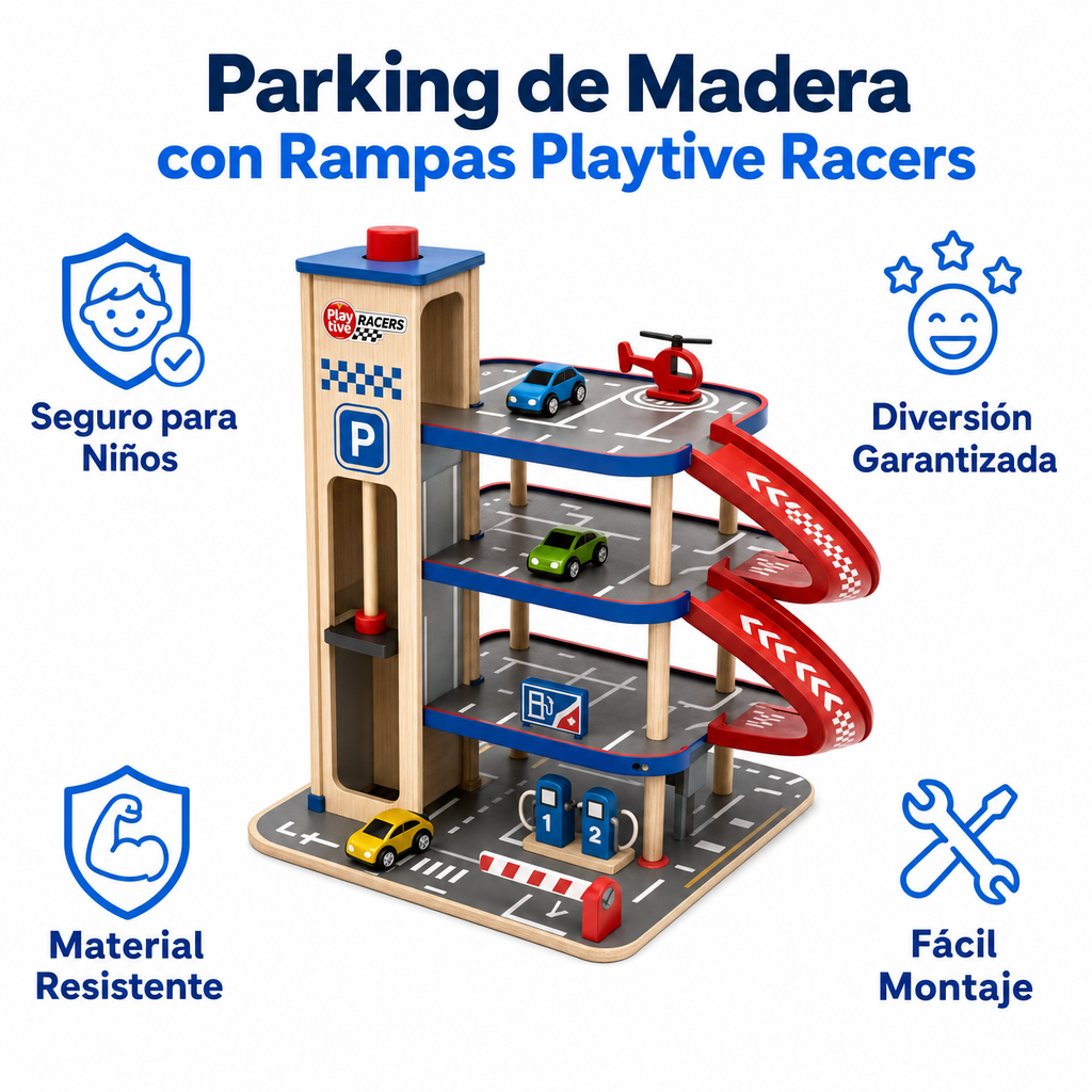Parking de Madera con Rampas Playtive Racers