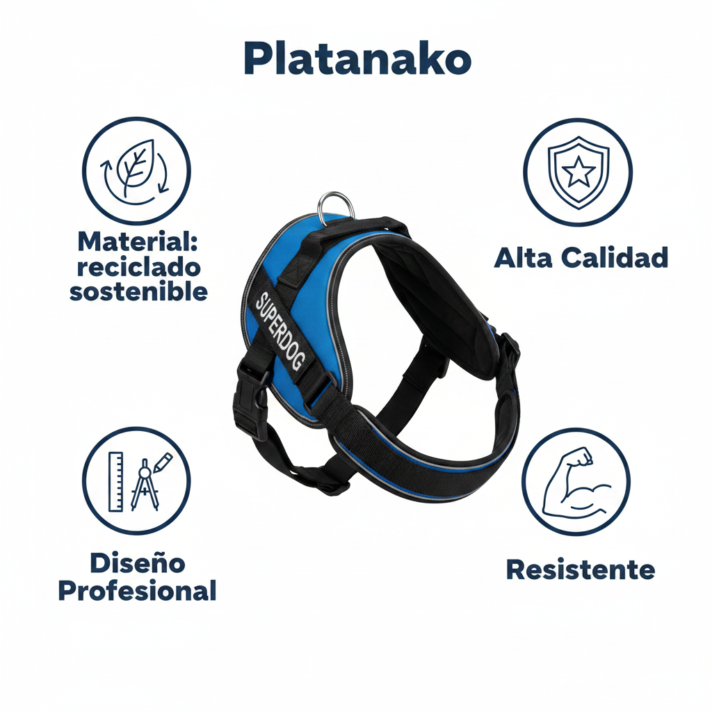 Arnés Zoofari Superdog — Azul/Negro Talla L Material Reciclado