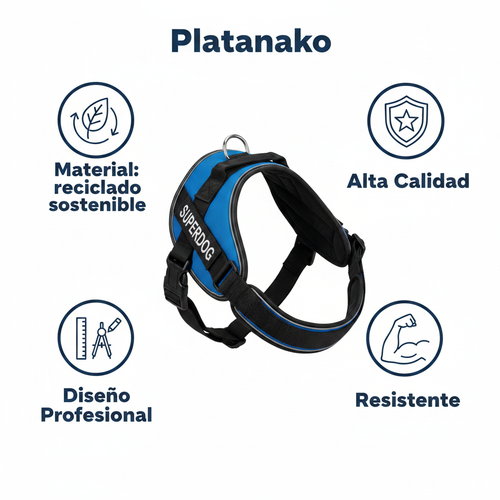 Arnés Zoofari Superdog — Azul/Negro Talla L Material Reciclado