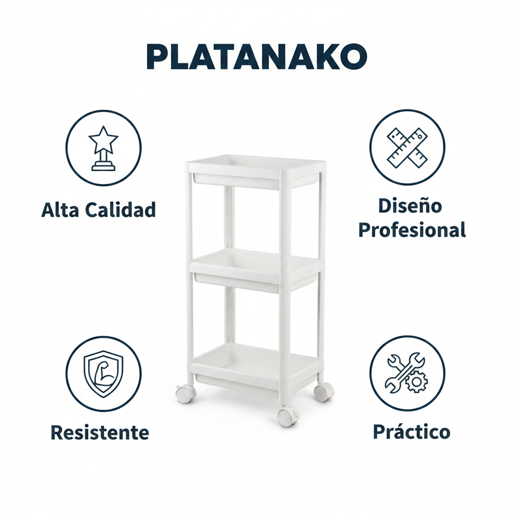Carrito Organizador con Ruedas Livarno Living — 3 Niveles Blanco