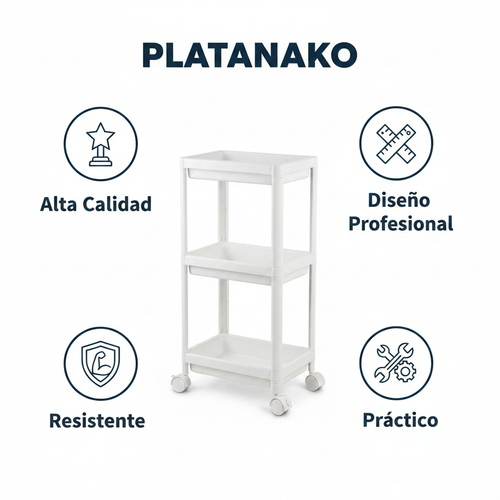 Carrito Organizador con Ruedas Livarno Living — 3 Niveles Blanco