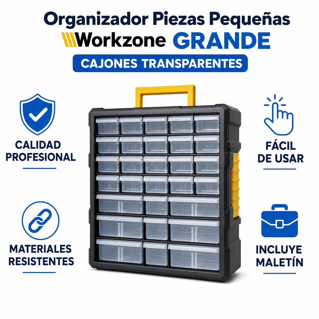 Organizador Piezas Pequeñas Workzone GRANDE — Cajones Transparentes