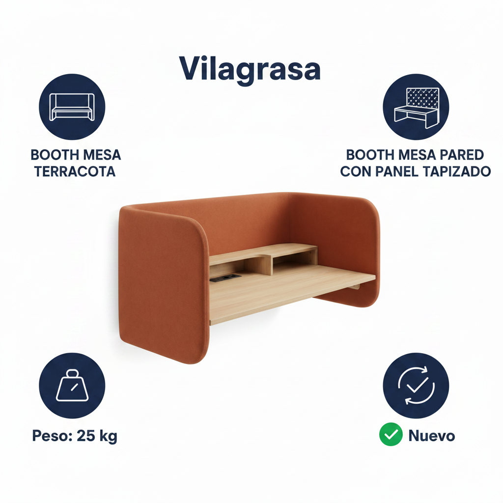 Mobiliario Vilagrasa BOOTH MESA TERRACOTA — Booth Mesa Pared Con Panel Tapizado Color Terracota