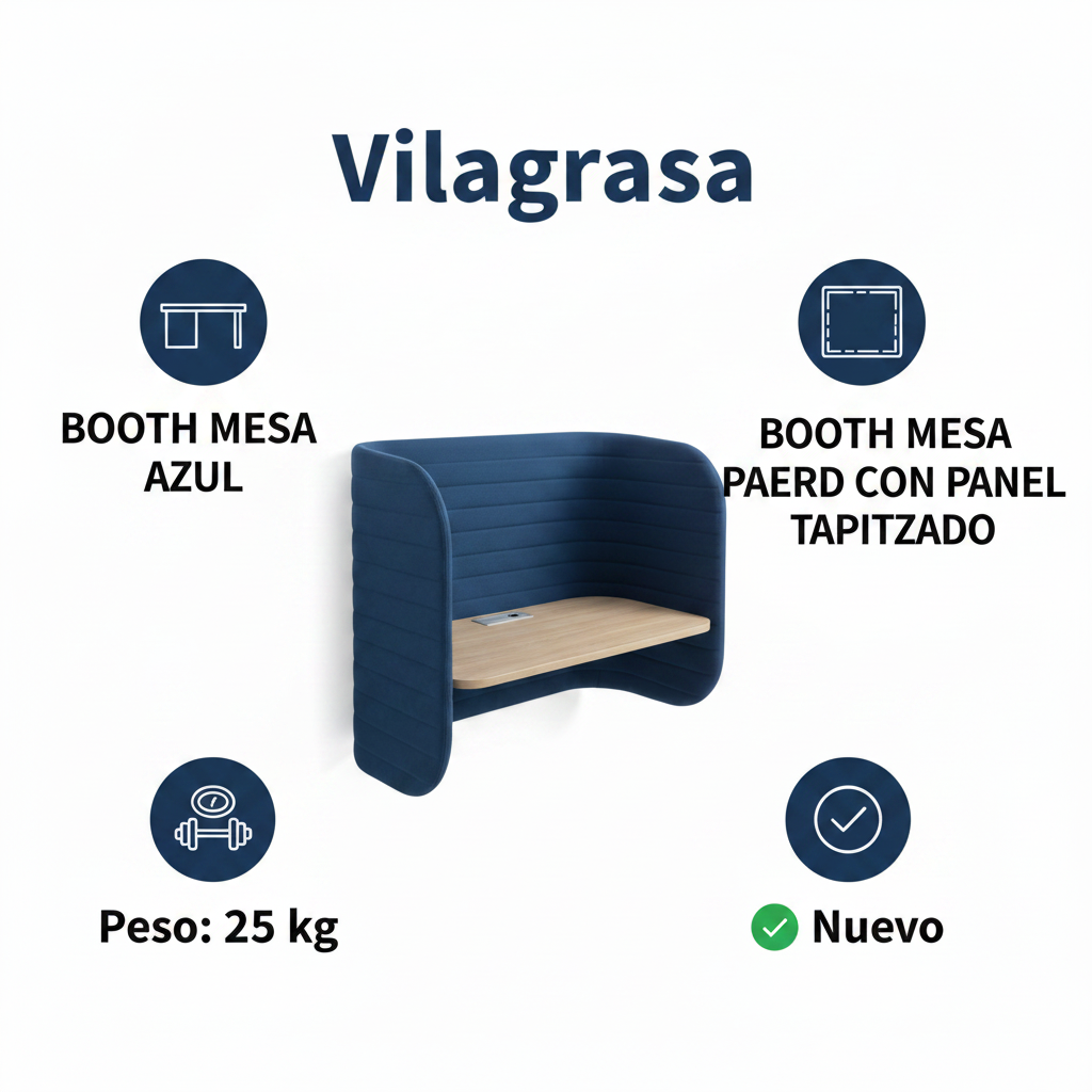 Mobiliario Vilagrasa BOOTH MESA AZUL — Booth Mesa Pared Con Panel Tapizado Color Azul