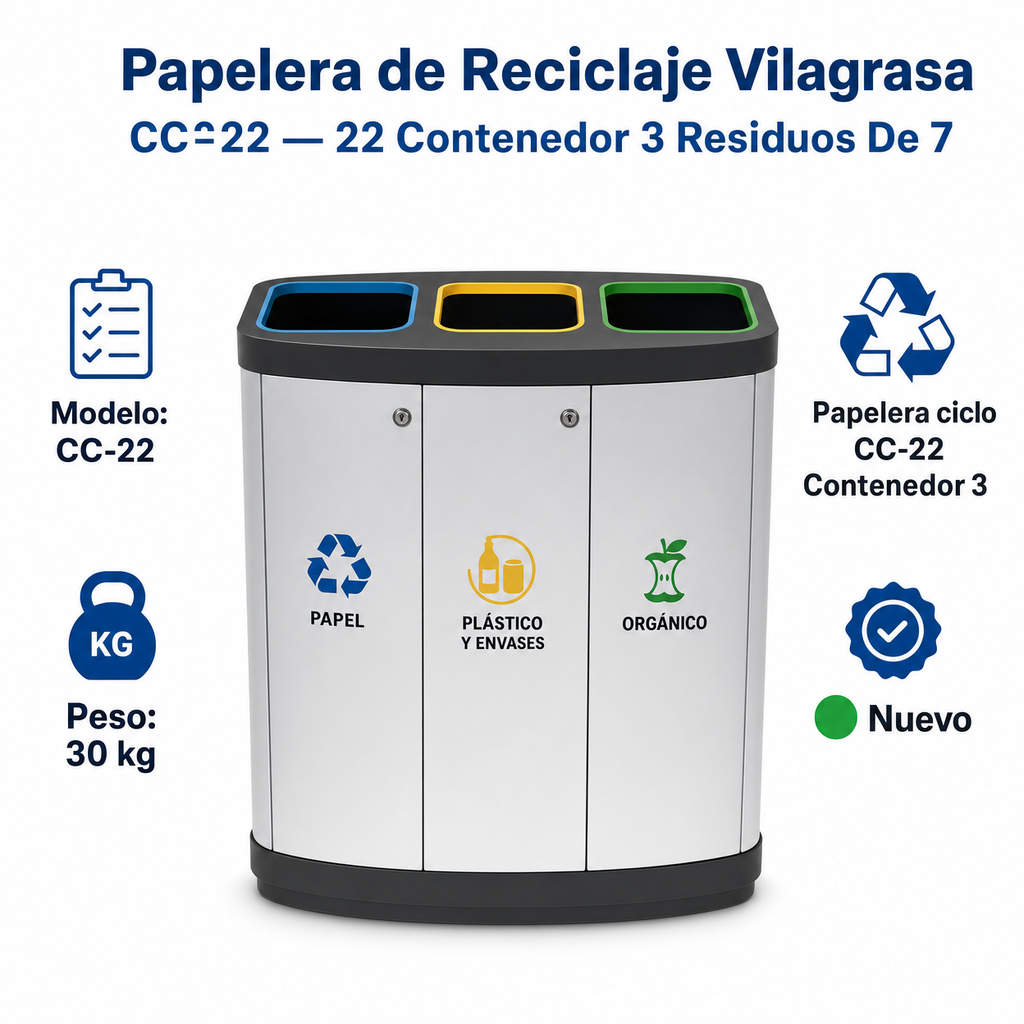 Papelera de Reciclaje Vilagrasa CC-22 — 22 Contenedor 3 Residuos De 7
