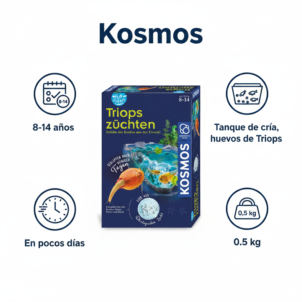 Kit de Ciencia Triops — Cría Crustáceos Prehistóricos | Kosmos Fun Science 8-14 años