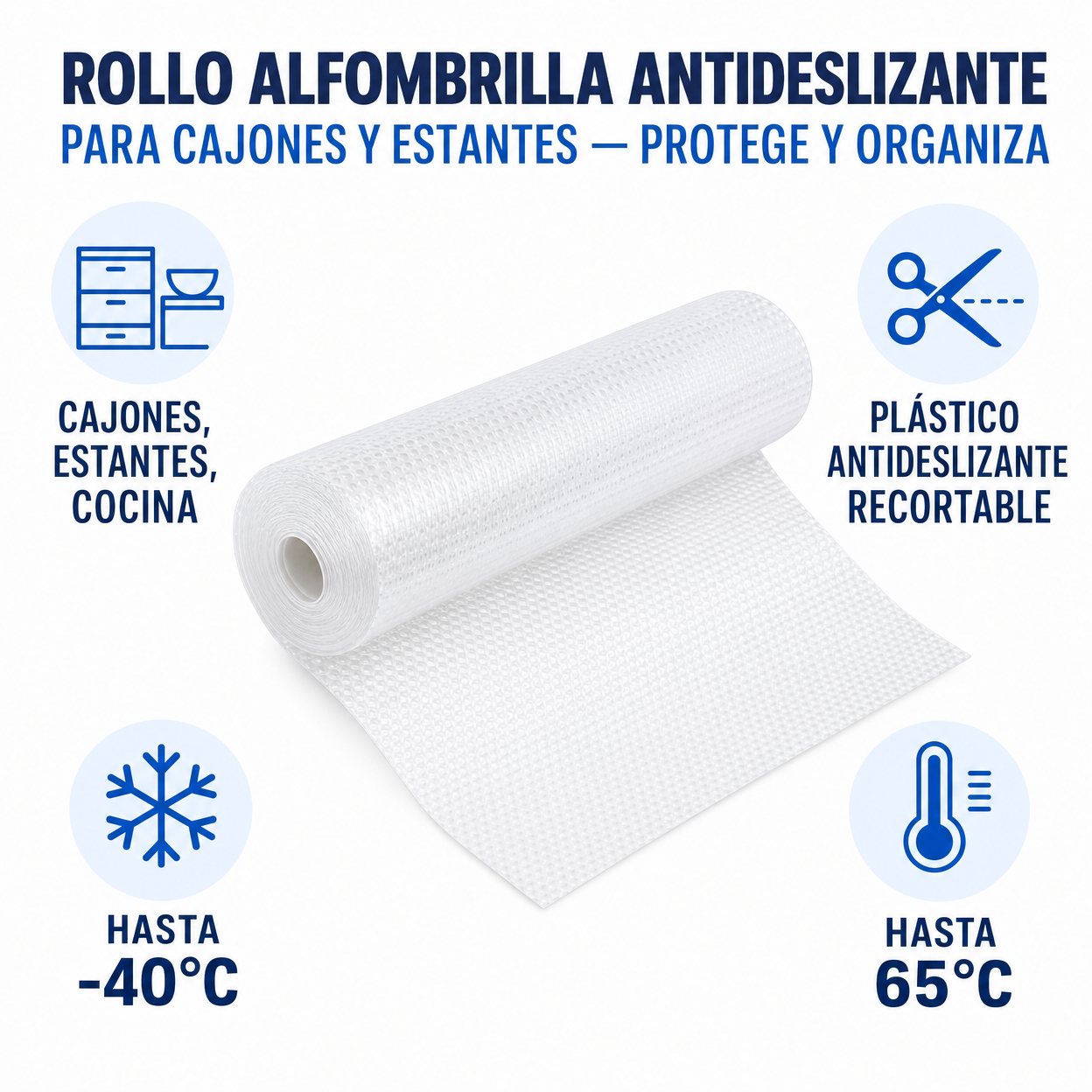 Rollo Alfombrilla Antideslizante para Cajones y Estantes — Protege y Organiza